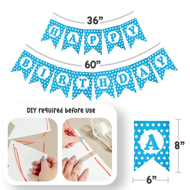 Just Party 1St Birthday Boy Decoration Set - Blue Balloons, Foil Balloons, And Diy Banner