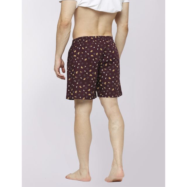 Frenchie Men s Printed Cotton Boxer Shorts | Geometirc Shape Brown | L