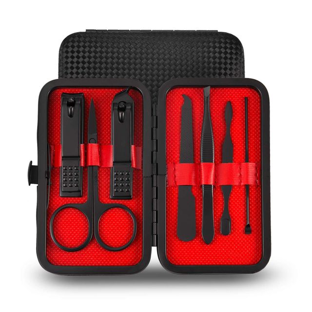 Beaute Secrets 7 in 1 Manicure set Professional Black Stainless Steel Nail Clipper Kit