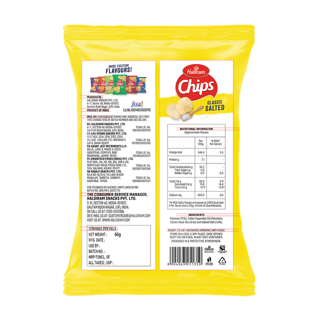 Haldiram's Chips Classic Salted 60 g Combo