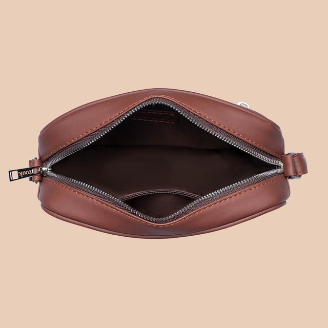 Zouk Women's Abstract Vegan Leather 2.4 L Sling Bag | Black and Red - One Size