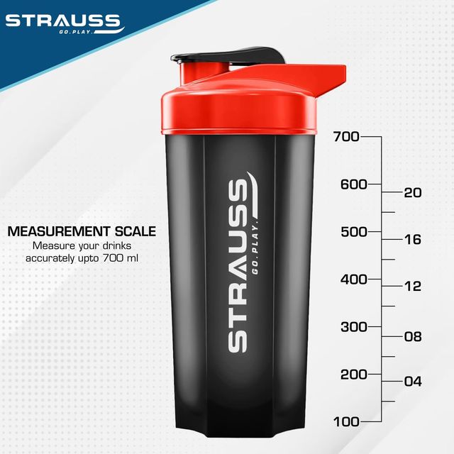 Strauss Premium Recharge Shaker Bottle, (Black/Red)