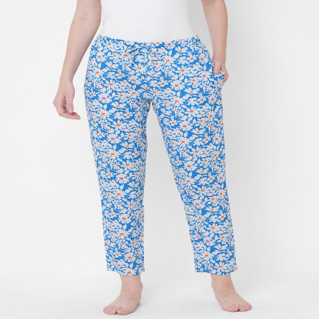 Urban Scottish Women s USWPJ504 Floral Printed Lounge Pyjama Pants | Blue - L