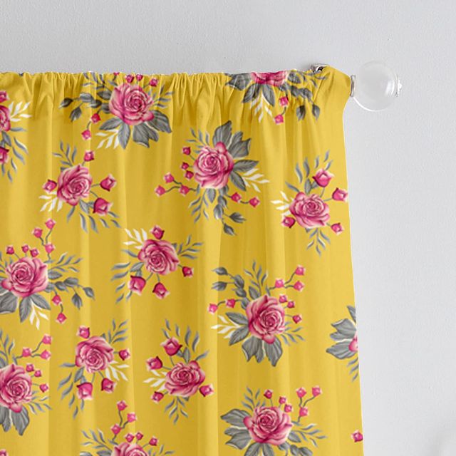 Lushomes Semi-Sheer Door Curtains - Yellow Flowers | 7 ft | 57 x 84 inch