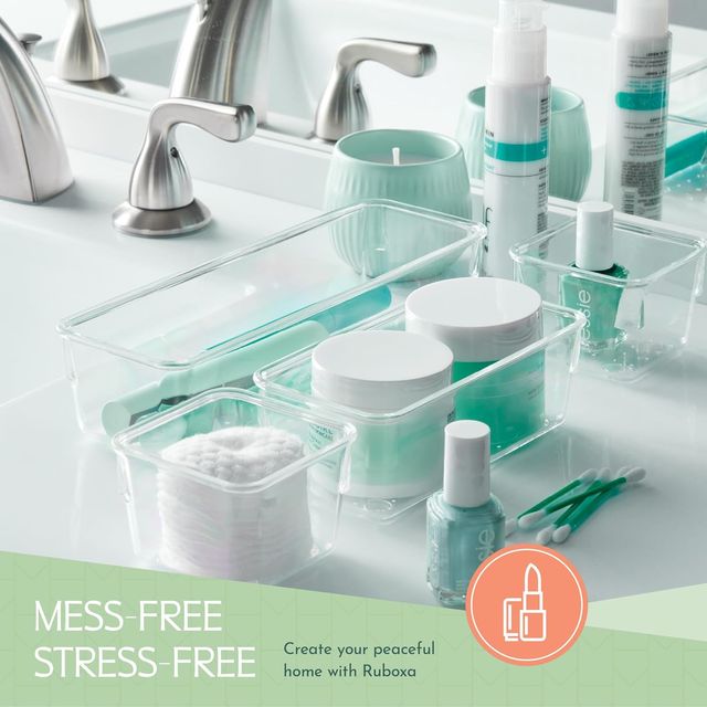 Kuber Industries 25 PCS Clear Plastic Multiple Drawer Organizer|Including 4 Sizes Small for Kitchen