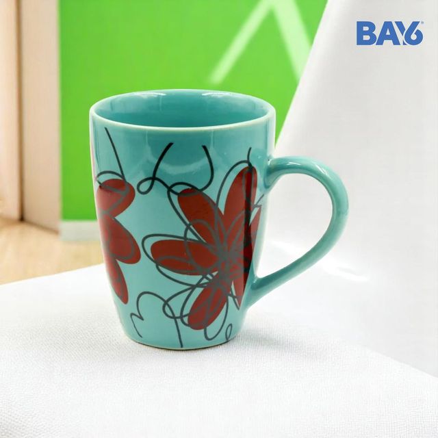 BAY6 Stoneware Floral Milk & Coffee Mug - 320 ML