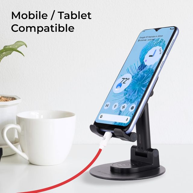Zebronics MTS100 Mobile & Tablet Stand with 360�, Foldable, Adjustable Height, Anti-Skid Base