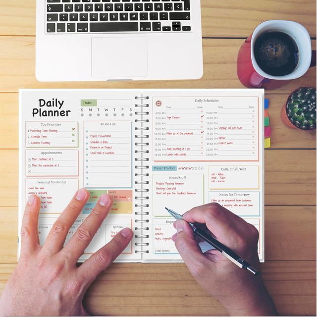 Papboo A5 Hardcover, Undated Daily Planner For 3 Months, With Cool Sticker Sheet (Sparkle)