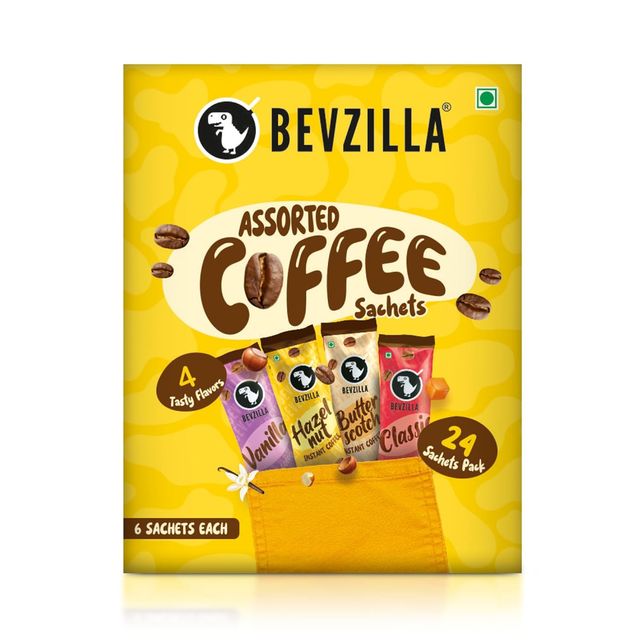 Bevzilla Butterscotch, Classic, Hazelnut, and Vanilla Medium Roast Organic Instant Coffee