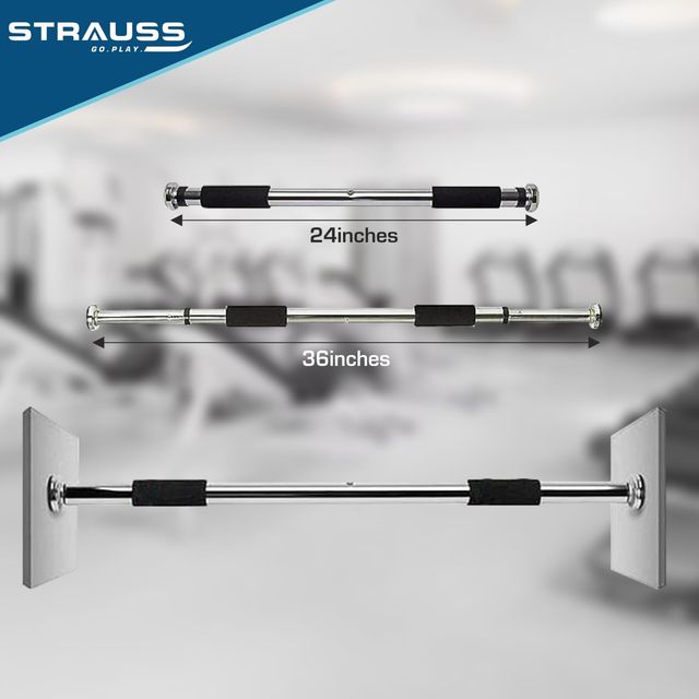Strauss Adjustable Chin Up Door Bar, (Silver)