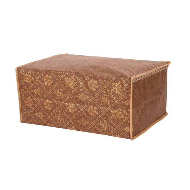 Perpetual Saree Organizer - Foldable Cover with Zip | Transparent Window | BrownTd | Pack of 2