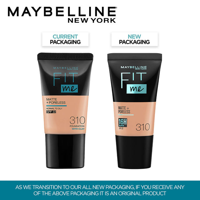 Maybelline New York Fit Me Matte+Poreless Liquid Foundation Tube, 310 Sun Beige