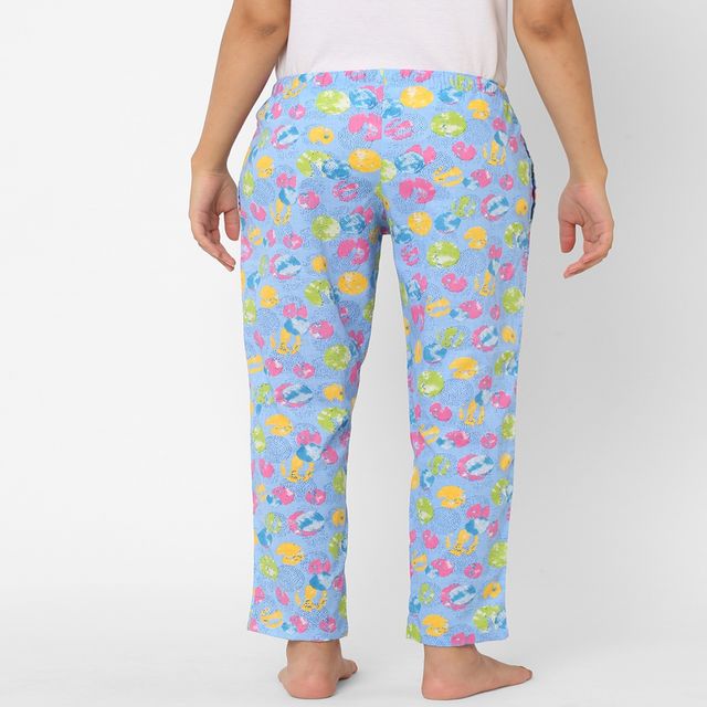Urban Scottish Women s USWPJ602A Print Cotton Regular Fit Calf Length Pyjama Pants | Blue - M