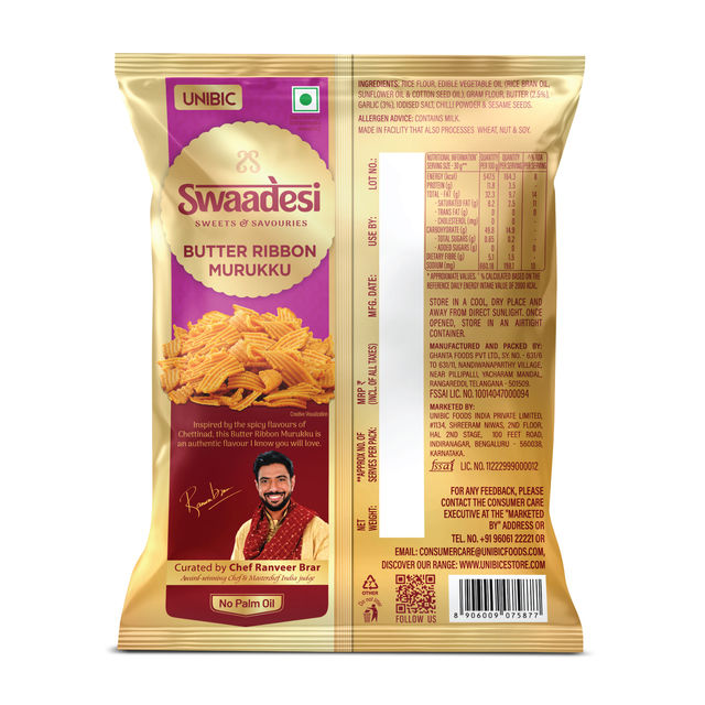 UNIBIC Swaadesi No Palm Oil Butter Ribbon Murukku