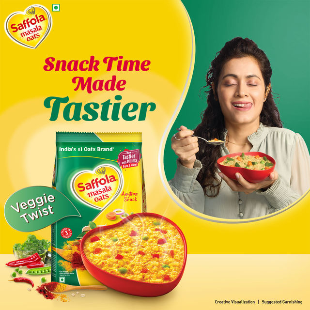 Saffola Masala Oats | Veggie Twist | Anytime Snack | Ready in 3 mins | Millets Goodness |1kg