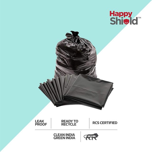 Happy Shield - Perfumed Garbage Bags(30 Pieces), Extra Large (30 X 37 Inches) Pack Of 2 - Black