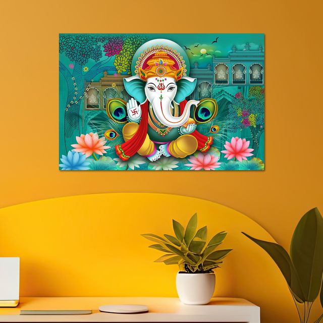 Paper Plane Design Lord Ganesha Hindu Religious Wall Poster | Size 12 x 18 Inch | D21
