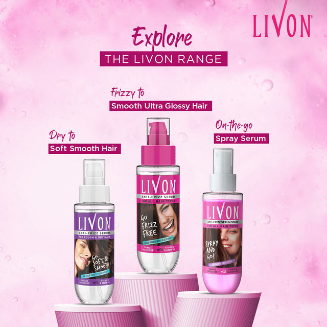 Livon Shake & Spray Serum for on-the-go hair | Provides instant shine & frizz control