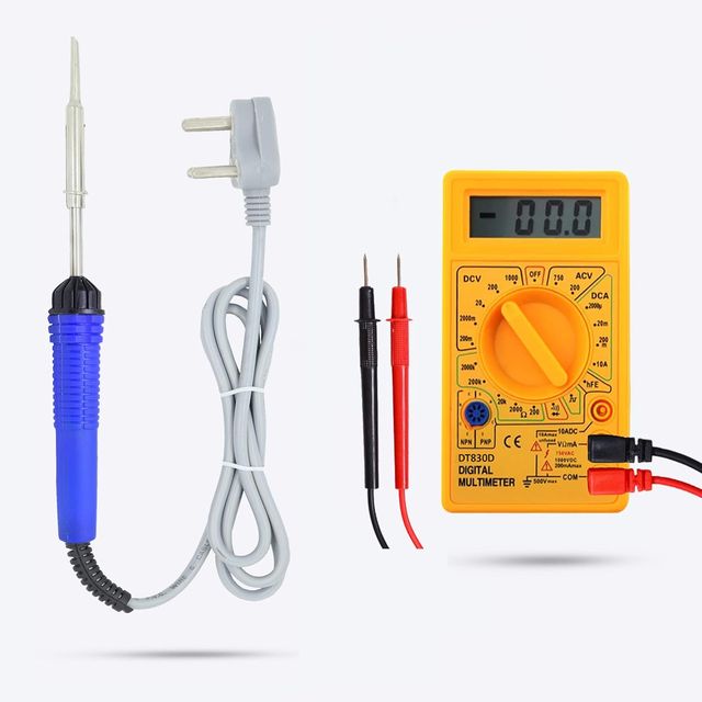 Hillgrove Hzp81M1 Lcd Ac Dc Current Digital Multimeter Electronic Tester With 25W Soldering Iron