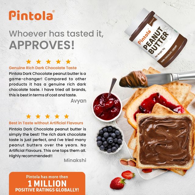 Pintola Peanut Butter Chocolate Flavour Creamy - 18.6G Protein & 5.2G Dietary Fiber