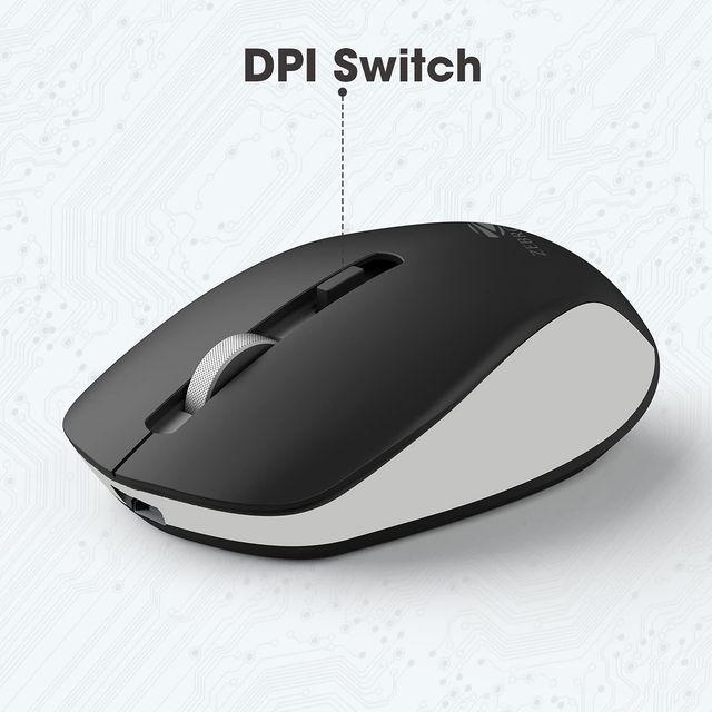 Zebronics Jaguar Wireless Mouse, 2.4Ghz, USB Receiver, 4 Buttons, Plug & Play, Ambidextrous, (Black+Grey)