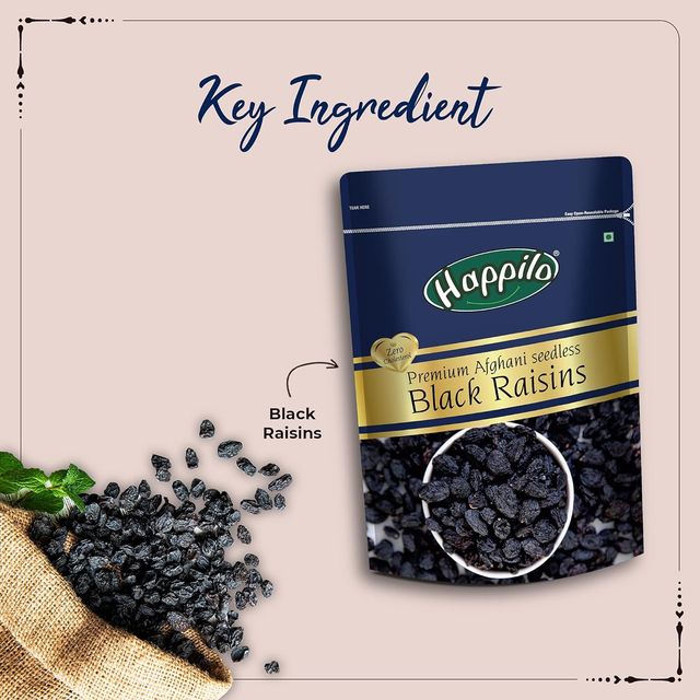 Happilo Premium Afghani Seedless Black Raisins | Kali Kishmish