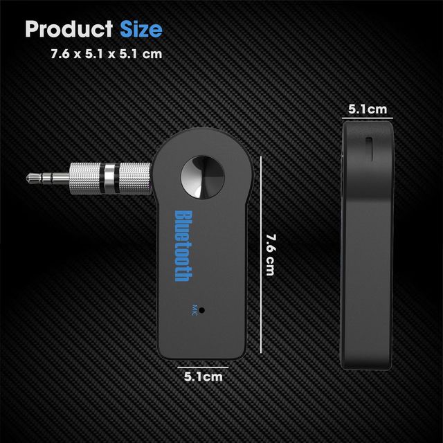 Sounce Bluetooth Receiver/Hands-Free Car Kit, Portable 3.5 mm Bluetooth Aux Adapter (Carbt), Black