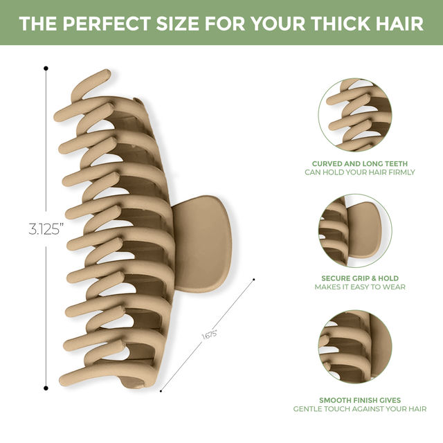 Prolume Cylindrical Claw Clips Hair Accessories For Women/Girl (Light Beige,Dark Beige)