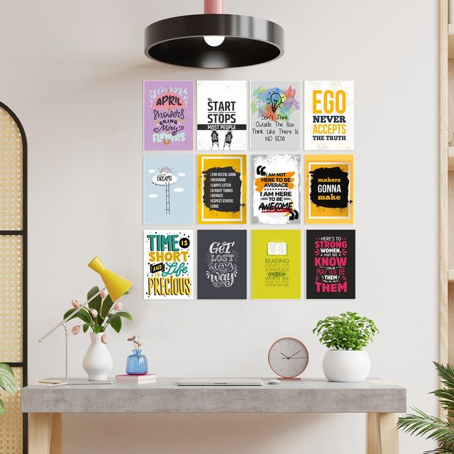 Paper Plane Design Motivational Wall Posters | Set of 12 | (29 cm x 21 cm) D15