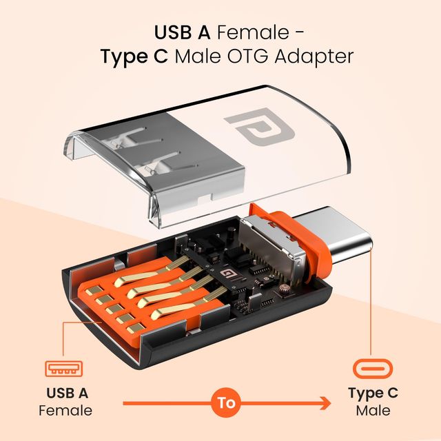 Portronics Bridge Y USB 3.0 to Type C OTG Adaptor | 10Gbps High Speed Data Transfer