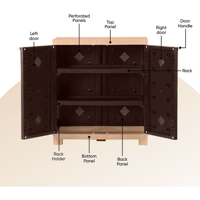 Avro Furniture Star Plastic Multipurpose Almirah Shoe Rack Brown & Beige