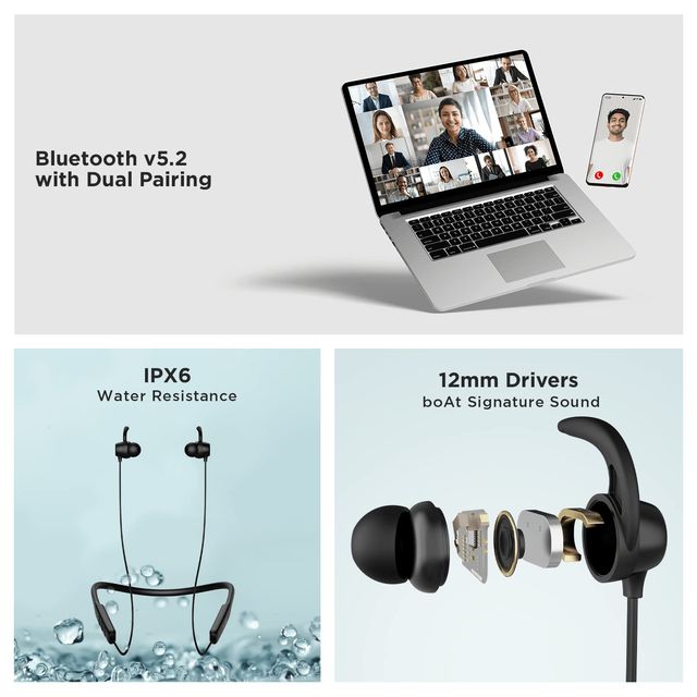 boAt Rockerz 255 Neo BT Neckband w/ 25H Playtime, ENx Tech & Smart Magnetic Buds (Active Black)