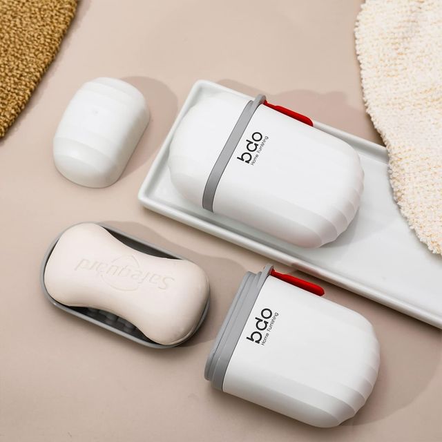 Perpetual Leakproof Travel Soap Case, Waterproof Container with Draining Layer, Pack of 2
