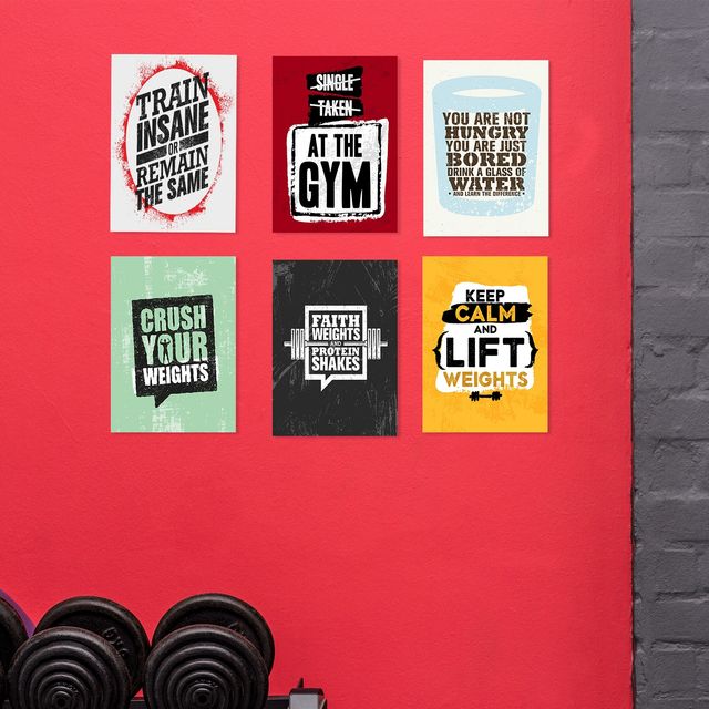 Paper Plane Design Motivational Gym Workout Posters For Wall | Set Of 6 | Size 29 x 21 cm | D8