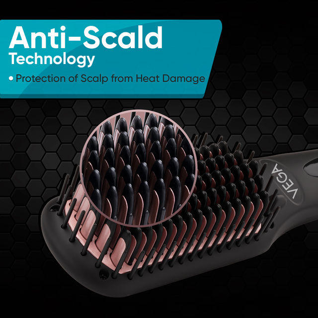 VEGA Hair Straightener Brush With Ionic&Thermoprotect Technology & 16 Temperature Settings,Vhsb-04