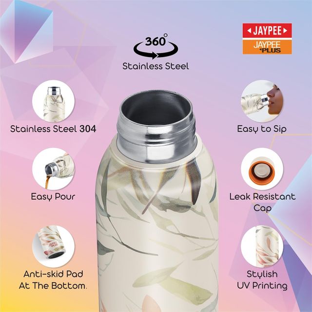 Jaypee Plus Punch Prime Vaccum Insulated Stainless Steel Water Bottle - 620 ml | Multicolour