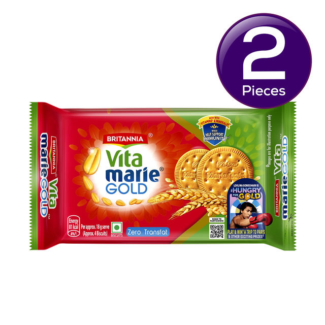 Britannia Vita Marie Gold Biscuits, Zero Transfat, Vitamin Enriched Biscuits 248 gms Combo