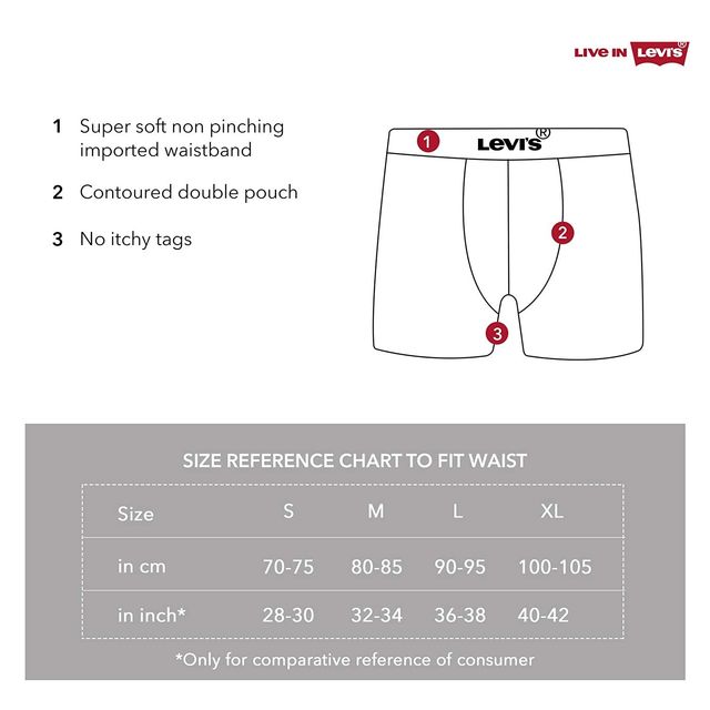 Levi's Men Pure Cotton Long Length Trunk | Ultrasoft Waistband | PO2 | Assorted - M