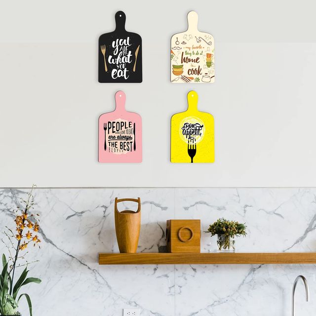 Buy Paper Plane Design Wall Art Wooden Kitchen Home Decor Items | Pack of 4 | D1 at ₹339 ...