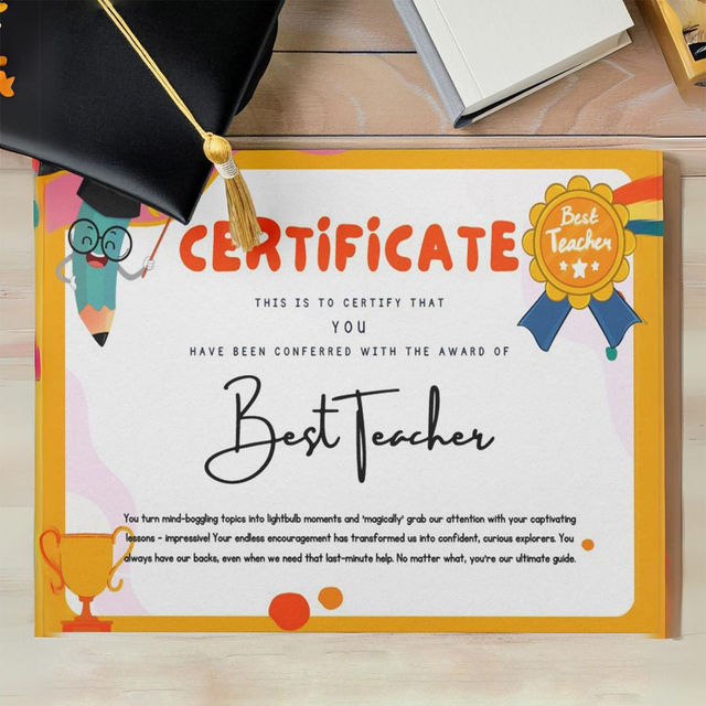 Mad Over Print Best Teacher Certificate For Father's Day Gifting