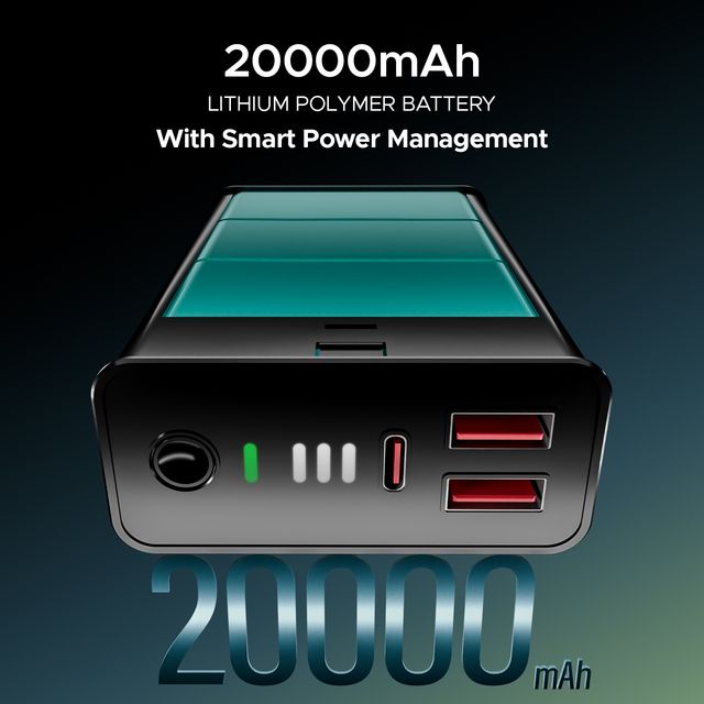 boAt 20000mAh Power Bank w/ 2-Way 22.5W Fast Charging & Smart IC Protection - PB400 Pro (Carbon Black)