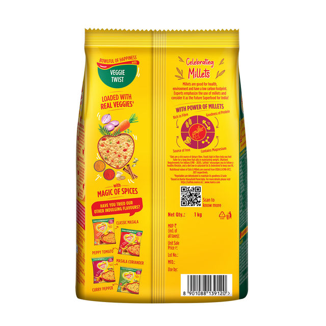Saffola Masala Oats | Veggie Twist | Anytime Snack | Ready in 3 mins | Millets Goodness |1kg