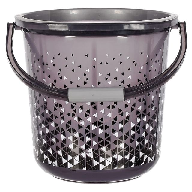 Kuber Industries Plastic Triangle Print Bucket with Handle | 18 L | Pack of 2 (Black & Brown)