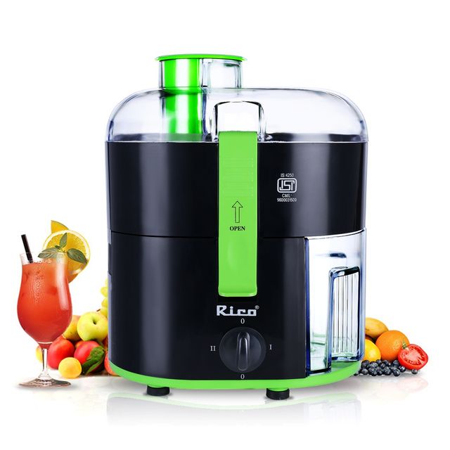 Rico ISI Marked & Fully Automatic Electric Juicer | 350W | Slow Juicing Process - Black & Green
