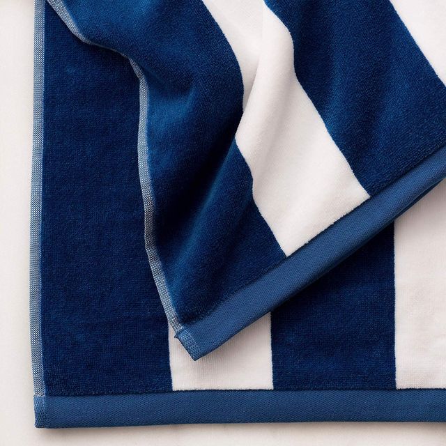 Lushomes Cotton Pool Towel - Royal Blue & White | Cabana Stripe | 36 x 72 inch | 750 GSM