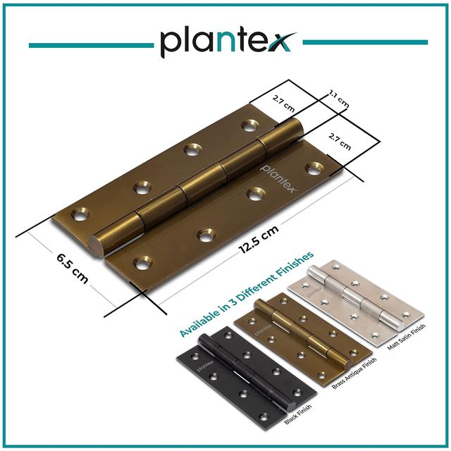 Plantex Heavy Duty 5" Stainless Steel Door Hinges, 12 Gauge, Brass Antique Finish - Pack of 3