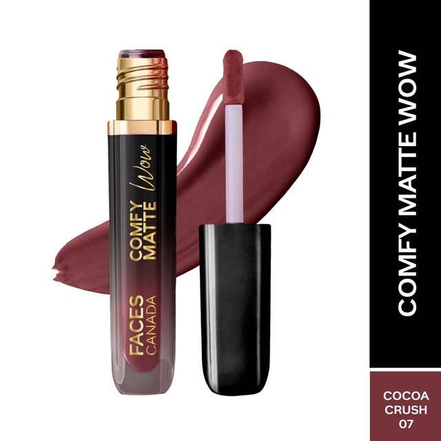 Faces Canada Comfy Matte Wow Liquid Lipstick - Cocoa Crush 07, One Swipe Application