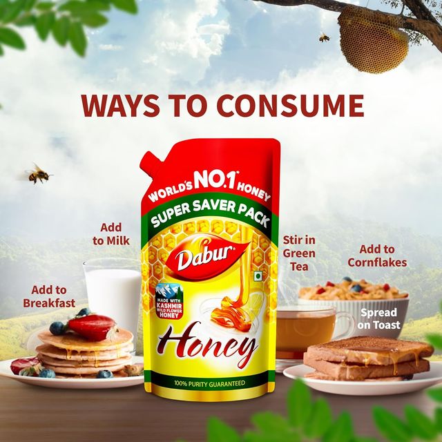 Dabur Honey - Refill Pouch, 100% Pure World's No.1 Honey Brand