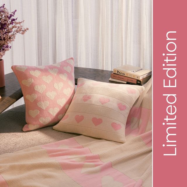 Haus & Kinder Blush Heart Duo | Pack Of 2 Cushion Cover