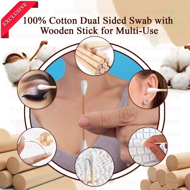 Majestique 200Pcs Paper Cotton Swabs FC70 Makeup Applicator